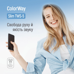 Bluetooth-гарнітура СolorWay Slim TWS-5 Earbuds Black (CW-TWS5BK) - Картинка 8