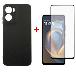 Чохол-накладка Dengos Carbon для Motorola Moto G05 Black (DG-KM-178) + захисне скло - Картинка 1
