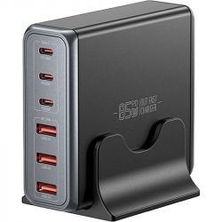 ������� �������� ���������� Essager Engine 85W GaN (3xUSB-A, 3xUSB-C) Black (EZC85W-SXB0G-Z)