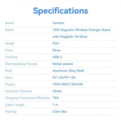 Бездротовий зарядний пристрій Vention 15W Magsafe (FGHIF) - Картинка 2