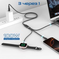 ������ Promate USB Type-C - 2�USB Type-C 100W Apple Watch Charger 5W (M/M), 5A, 1.4 �, Black (fusion-ccw.black) - �������� 2