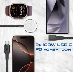 ������ Promate USB Type-C - 2�USB Type-C 100W Apple Watch Charger 5W (M/M), 5A, 1.4 �, Black (fusion-ccw.black) - �������� 3
