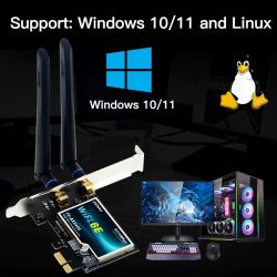 Сетевая карта PCI-E x1, Fenvi FV-AX5400, WiFi 6E (до 5374 Mbps), Bluetooth 5.3, Intel AX210, 2 внешние антенны - Картинка 7