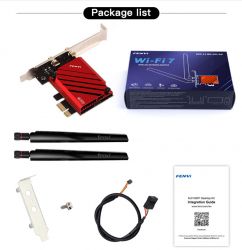 ������� ����� PCI-E x1, Fenvi FV-BE8800, WiFi 7 (�� 8800 Mbps), Bluetooth 5.4, Intel BE200, ��������, 2 ������� ������� (!!! �������� ������ � ������������ Intel !!!) - �������� 3