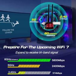������� ����� PCI-E x1, Fenvi FV-BE8800, WiFi 7 (�� 8800 Mbps), Bluetooth 5.4, Intel BE200, ��������, 2 ������� ������� (!!! �������� ������ � ������������ Intel !!!) - �������� 9