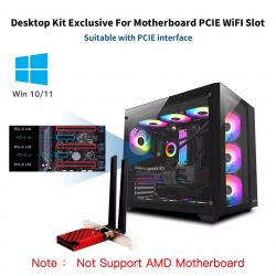 ������� ����� PCI-E x1, Fenvi FV-BE8800, WiFi 7 (�� 8800 Mbps), Bluetooth 5.4, Intel BE200, ��������, 2 ������� ������� (!!! �������� ������ � ������������ Intel !!!) - �������� 10