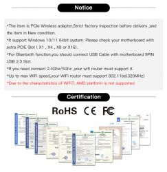 Сетевая карта PCI-E x1, Fenvi FV-BE8800Pro, WiFi 7 (до 8800 Mbps), Bluetooth 5.4, Intel BE200, радиатор, 2 внешние антенны, подставка (!!! работает только с процессорами Intel !!!) - Картинка 7