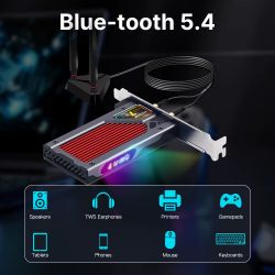 �������� ����� PCI-E x1, Fenvi FV-BE8800RGB, WiFi 7 (�� 8800 Mbps), Bluetooth 5.4, Intel BE200, RGB �����������, �������, 2 �������� ������, �������� (!!! ������ ���� � ����������� Intel !!!) - �������� 4