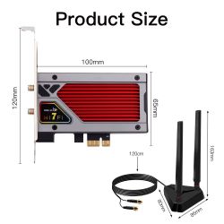 �������� ����� PCI-E x1, Fenvi FV-BE8800RGB, WiFi 7 (�� 8800 Mbps), Bluetooth 5.4, Intel BE200, RGB �����������, �������, 2 �������� ������, �������� (!!! ������ ���� � ����������� Intel !!!) - �������� 6