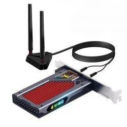 �������� ����� PCI-E x1, Fenvi FV-BE8800RGB, WiFi 7 (�� 8800 Mbps), Bluetooth 5.4, Intel BE200, RGB �����������, �������, 2 �������� ������, �������� (!!! ������ ���� � ����������� Intel !!!) - �������� 9