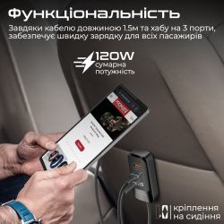 Автомобильное зарядное устройство Promate GearHub 120W Black - Картинка 2