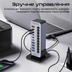 USB-хаб Promate GegaTower-60w USB Type-C Grey - Картинка 4