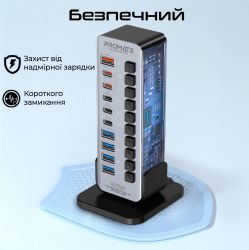USB-хаб Promate GegaTower-60w USB Type-C Grey - Картинка 5