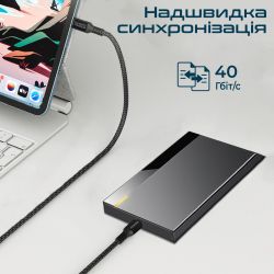������ Promate USB Type-C - USB Type-C (M/M), 5 A, 240 W, 1 �, PowerBolt240 Black (powerbolt240-1m.black) - �������� 3