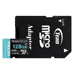 ����� ������ MicroSDXC  128GB UHS-I/U3 Class 10 Team Ultra R200/W80MB/s + SD-������� (TULMSDX128GIA2V3022503)