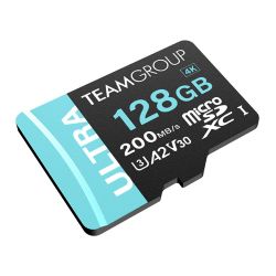 Карта памяти MicroSDXC 128GB UHS-I/U3 Class 10 Team Ultra R200/W80MB/s + SD-адаптер (TULMSDX128GIA2V3022503) - Картинка 2
