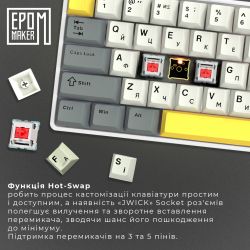 Клавіатура бездротова Epomaker EP64 60% Mulan Switch Hot-Swap (2.4G/BT/USB) RGB UA White (EP64-W-M) - Картинка 14