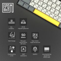 ��������� ���������� Epomaker EP64 60% Mulan Switch Hot-Swap (2.4G/BT/USB) RGB UA Black (EP64-B-M) - �������� 9