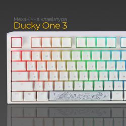 Клавиатура Ducky One 3 Cherry MX Blue RGB UA USB White (DKON2108ST-CUAPXPWWWSC1) - Картинка 3