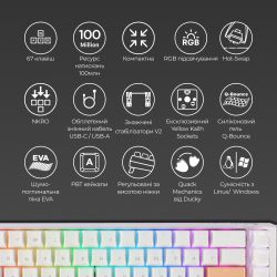 Клавиатура Ducky One 3 SF Cherry MX Brown RGB UA USB White (DKON2167ST-BUAPXPWWWSC1) - Картинка 9