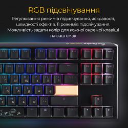 Клавиатура Ducky One 3 TKL Cherry MX Blue RGB UA USB Black (DKON2187ST-CUAPXCLAWSC1) - Картинка 4