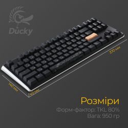 Клавиатура Ducky One 3 TKL Cherry MX Blue RGB UA USB Black (DKON2187ST-CUAPXCLAWSC1) - Картинка 5