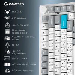 Бездротова механічна клавіатура GamePro Asgard Yord (MK266WH) - Картинка 19