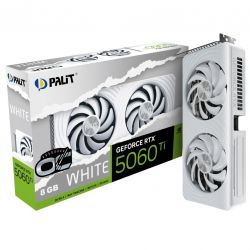 ³�������� GeForce RTX 5060 Ti, Palit, OC (White Edition), 8Gb GDDR7, 128-bit, HDMI/3xDP, 2602/28000 MHz, 8-pin (NE7506TU19P1-GB2062M)