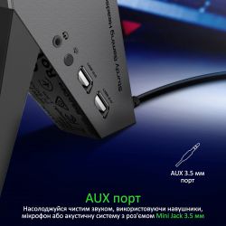Підставка для навушників Vertux Zulu 2xUSB 2.0 / Mini Jack 3.5 мм Black (zulu.black) - Картинка 4