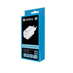 Сетевое зарядное устройство Sandberg 65W (2xUSB-C) White (441-56) - Картинка 3