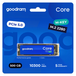  SSD  500GB Goodram Core M.2 2280 PCIe 5.0 x4 NVMe 3D NAND (SSDR-GRC01-500-80)