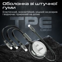 Кабель Promate USB Type-C - USB Type-C Lightning microUSB (M/M), 3A, 60W, 1.1 м, Black (triocord-r.black) - Картинка 5