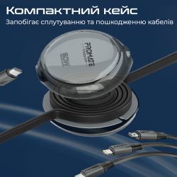 Кабель Promate USB Type-C - USB Type-C Lightning microUSB (M/M), 3A, 60W, 1.1 м, Black (triocord-r.black) - Картинка 6