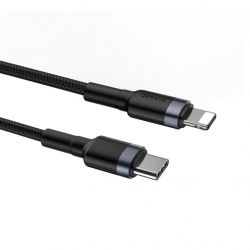   USB-C to Lightning 1.0m 18W 2.1A Cafule Black-Grey Baseus (CATLKLF-G1) -  3