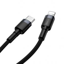   USB-C to Lightning 1.0m 18W 2.1A Cafule Black-Grey Baseus (CATLKLF-G1) -  4