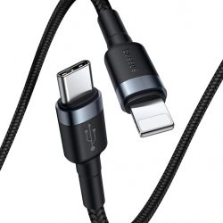   USB-C to Lightning 1.0m 18W 2.1A Cafule Black-Grey Baseus (CATLKLF-G1) -  2