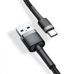 Дата кабель USB 2.0 AM to Type-C 2.0m 3A Gray-Black Baseus (CATKLF-CG1) - Картинка 3