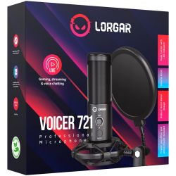   LORGAR Gaming Microphones, Black, USB condenser microphone with tripod stand, pop filter, including 1 microphone, 1 Height metal tripod, 1 plastic shock mount, 1 windscreen cap, 1,2m metel type-C USB cable, 1 pop filter, 154.6x56.1mm (LRG-CMT721) -  7