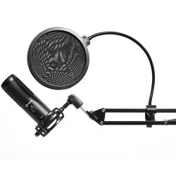   LORGAR Gaming Microphones, Black, USB condenser microphone with boom arm stand, pop filter, tripod stand. including 1* microphone, 1*Boom Arm Stand with C-clamp, 1*shock mount, 1*pop filter, 1*windscreen cap, 1*2.5m type-C USB cable, 1* Extra tripod (LRG-CMT931) -  6