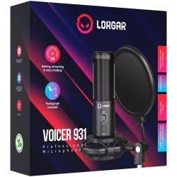   LORGAR Gaming Microphones, Black, USB condenser microphone with boom arm stand, pop filter, tripod stand. including 1* microphone, 1*Boom Arm Stand with C-clamp, 1*shock mount, 1*pop filter, 1*windscreen cap, 1*2.5m type-C USB cable, 1* Extra tripod (LRG-CMT931) -  7