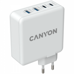   Canyon, GAN 100W charger  Input:  100V-240V Output: USB-C1/C2: 5V 3A , 9V 3A , 12V 3A , 15V 3A , 20V 5A  USB-A 1/A2: 4.5V/5A, 5V/4.5A, 9V/3A, 12V/2.5A,  20V/1.5A  C1+C2 : 65W + 30W C1+A1 : 65W + 30W  C1+A2 : 65W + 30W C1+A1+A2 : 65W + 7.5W (CND-CHA100W01)
