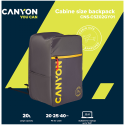    Canyon 15.6" CSZ02 Cabin size backpack, Gray (CNS-CSZ02GY01) -  8