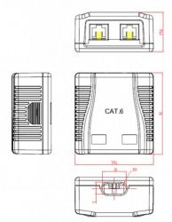 Розетка на 2 порти з екраном RJ-45, 5Е cat, зовнішня Cablexpert NCAC-2F5E-01 - Картинка 4