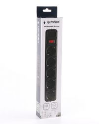 Мережевий фільтр, чорний, 1.8 м кабель, 5 розеток Gembird SPG5-G-6B - Картинка 2
