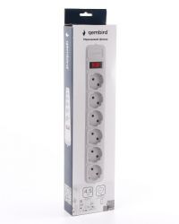 Мережевий фільтр, 4.5 м кабель, 6 розеток, сірий Gembird SPG6-G-15G - Картинка 2