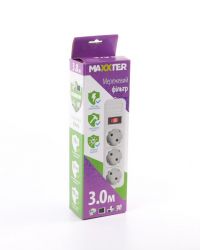 Мережевий фільтр, сірий, 3 м кабель, 3 розетки Maxxter SPM3-G-10G - Картинка 2