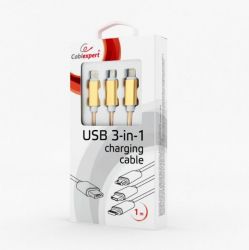    USB AM-/Lightning/Micro/Type-C, 1.0  Cablexpert CC-USB2-AM31-1M-G -  5