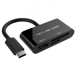 Card Reader  Cablexpert UHB-CR3-02, USB Type-C,   SD  TF (MicroSD) ,   USB (UHB-CR3-02) -  1