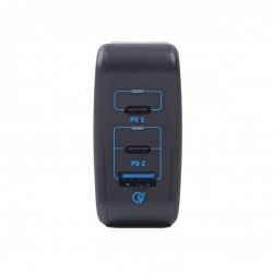 Мережевий зарядний пристрій для ноутбука/планшета/телефону, 1 USB-A + 2USB-C (PD 65W+PD 18W + QC 3.0) Maxxter WC-PD65W-01 - Картинка 3