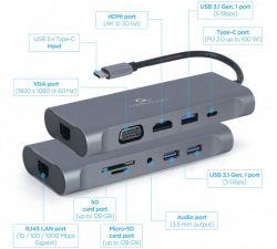   USB-C 7--1 ( 3.0/HDMI/VGA/PD//LAN Gigabit/),  Cablexpert A-CM-COMBO7-01 -  3